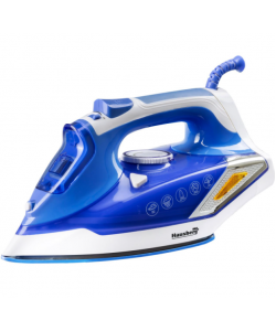 Fier de calcat Hausberg HB-7880BL, 2300W, Talpa cu invelis ceramic, rezervor apa 400ml - Alb/Albastru