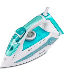 Fier de calcat Hausberg HB-7898AB, talpa ceramica, jet de abur 18g/min, Functie spray 2000-2300W - Alb/Albastru