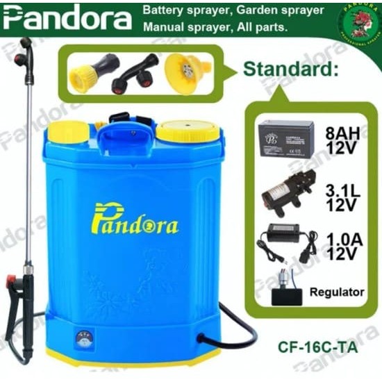 Pompa de stropit cu acumulator Pandora 16L cu regulator presiune, 5.5 Bar, 3 duze incluse, Vermorel