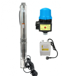 Kit hidrofor electronic cu pompa submersibila Zinith Italiy - 4STM211, 1.3 Kw, refulare 128m, Presostat electronic automat LPC-2