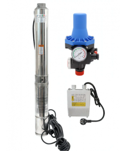 Kit hidrofor electronic cu pompa submersibila Zinith Italiy 4STM807, 1.65 Kw, refulare 80m, Presostat electronic automat LPC-3