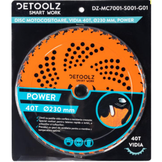 Disc motocositoare 40T Vidia, 230 x 25.4 x 2 mm, Power
