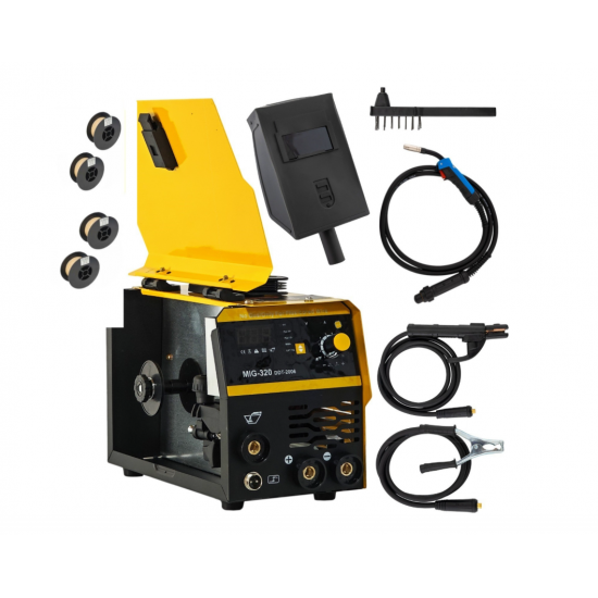 Invertor/Aparat de sudura MIG/MMA DDT PROFESIONAL cu Electrozi si Sarma,220 V, 320A + 4 Role Sarma 0.8-1.0 mm DDT