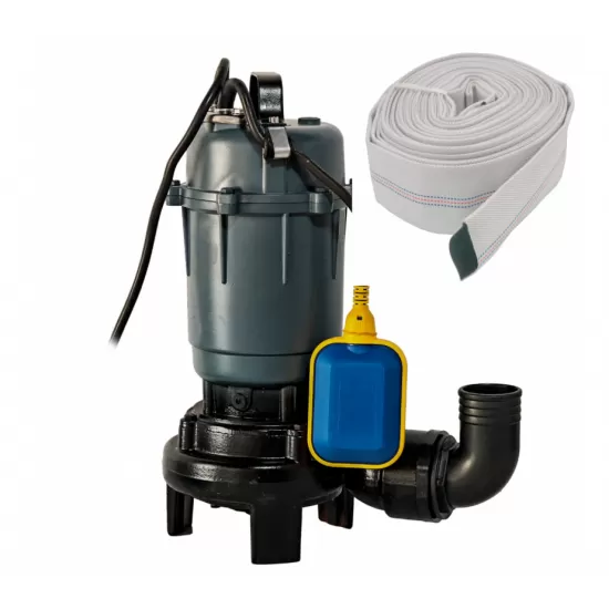 Pompa apa murdara DDT cu tocator exterior si flotor, 2600 W, 12 mc/h, 12 m refulare + furtun pompier 2" 20 M Pompa apa murdara DDT cu tocator exterior si flotor, 2600 W, 12 mc/h, 12 m refulare + furtun pompier 2" 20 M