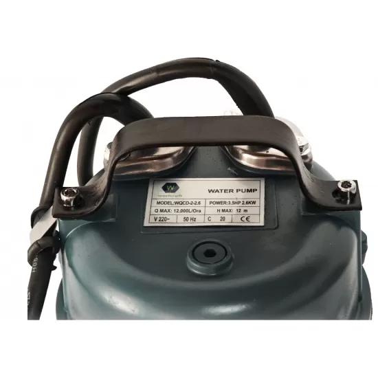 Pompa apa murdara DDT cu tocator exterior si flotor, 2600 W, 12 mc/h, 12 m refulare + furtun pompier 2" 20 M Pompa apa murdara DDT cu tocator exterior si flotor, 2600 W, 12 mc/h, 12 m refulare + furtun pompier 2" 20 M