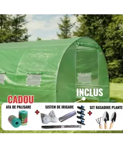 Solar legume 4 x 10 x 2.30m, folie 180g/m2 : Cadou Sistem de irigare + Ata palisare + Set rasadire plante