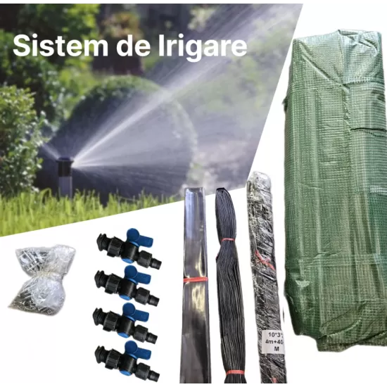 Solar legume 4 x 10 x 2.30m, folie 180g/m2 : Cadou Sistem de irigare + Ata palisare + Set rasadire plante Solar legume 4 x 10 x 2.30m, folie 180g/m2 : Cadou Sistem de irigare + Ata palisare + Set rasadire plante