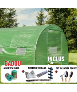 Solar legume 4 x 12 x 2.30m, folie 180g/m2 : Cadou Sistem de irigare + Ata palisare + Set rasadire plante