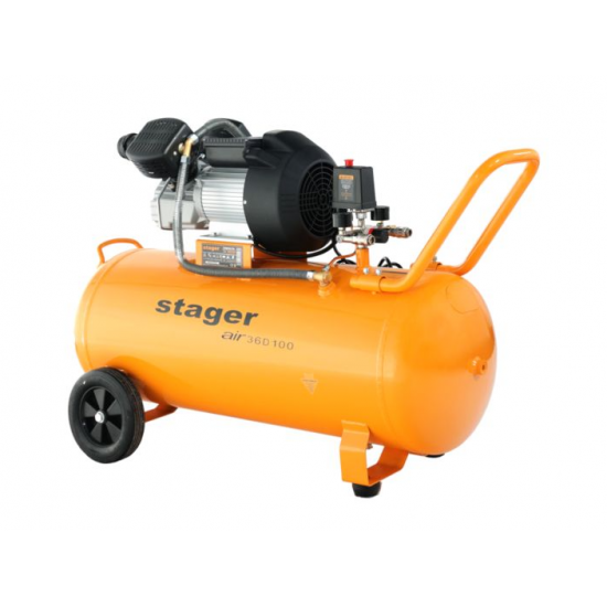 Stager Air 36D100 compresor aer, 100L, 10bar, 356L/min, monofazat, angrenare directa