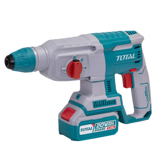 TOTAL - KIT COMBO 20V -4.0Ah - MASINA DE GAURIT CU IMPACT, POLIZOR UNGHIULAR , CIOCAN ROTOPERCUTOR (