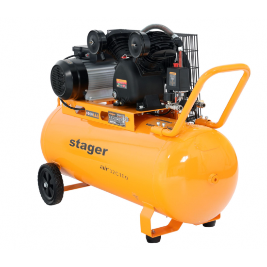 Stager Air 32C100 compresor aer, 100L, 10bar, 324L/min, monofazat, angrenare curea