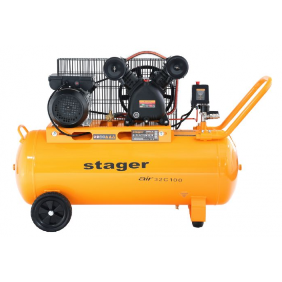 Stager Air 32C100 compresor aer, 100L, 10bar, 324L/min, monofazat, angrenare curea