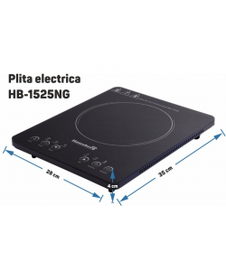 Plita cu inductie Hausberg HB-1525NG, 2000W, Touch control, o zona de gatit, Negru