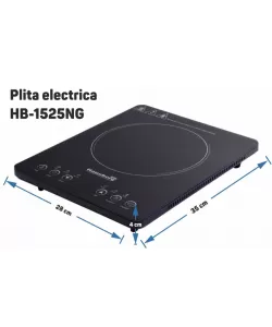 Plita cu inductie Hausberg HB-1525NG, 2000W, Touch control, o zona de gatit, Negru Plita cu inductie Hausberg HB-1525NG, 2000W, Touch control, o zona de gatit, Negru