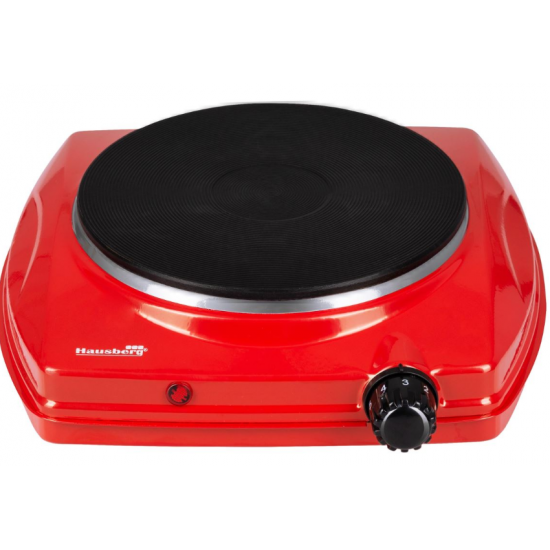 Plita electrica Hausberg HB-519RS, Rosu, 1 arzator, Putere 1500W, Termostat