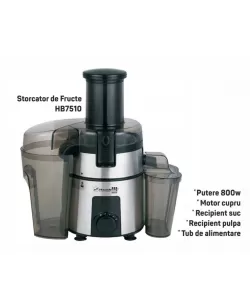 Storcator de Fructe Hausberg HB7510, 800W,Inox/Negru - Lame Otel Inoxidabil Storcator de Fructe Hausberg HB7510, 800W,Inox/Negru - Lame Otel Inoxidabil