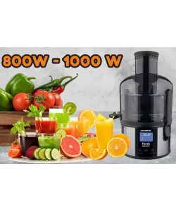 Storcator de fructe Digital HAUSBERG HB-7545IN, 800-1000W, 85mm, 1L Pulpa, 5 Viteze, Otel inoxidabil Negru/Inox