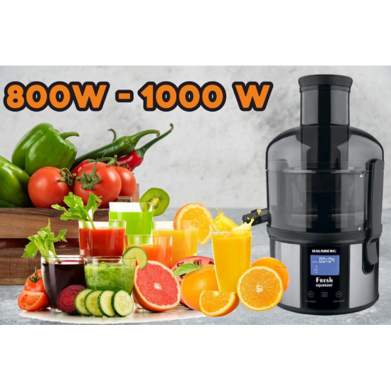 Storcator de fructe Digital HAUSBERG HB-7545IN, 800-1000W, 85mm, 1L Pulpa, 5 Viteze, Otel inoxidabil Negru/Inox
