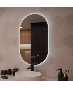Oglinda LED Ovala 50x80cm, Llexort Touch, Sistem Dezaburire, Dimabila