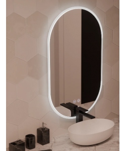 Oglinda LED Ovala 50x80cm, Llexort Touch, Sistem Dezaburire, Dimabila
