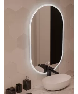 Oglinda LED Ovala 50x80cm, Llexort Touch, Sistem Dezaburire, Dimabila Oglinda LED Ovala 50x80cm, Llexort Touch, Sistem Dezaburire, Dimabila