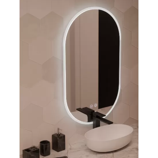 Oglinda LED Ovala 50x80cm, Llexort Touch, Sistem Dezaburire, Dimabila Oglinda LED Ovala 50x80cm, Llexort Touch, Sistem Dezaburire, Dimabila