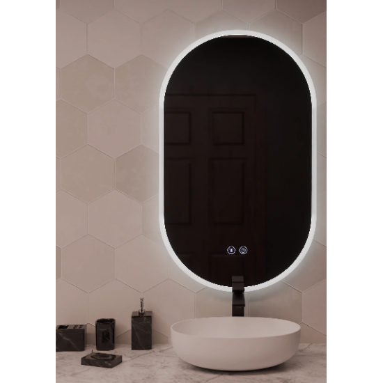 Oglinda LED Ovala 50x80cm, Llexort Touch, Sistem Dezaburire, Dimabila