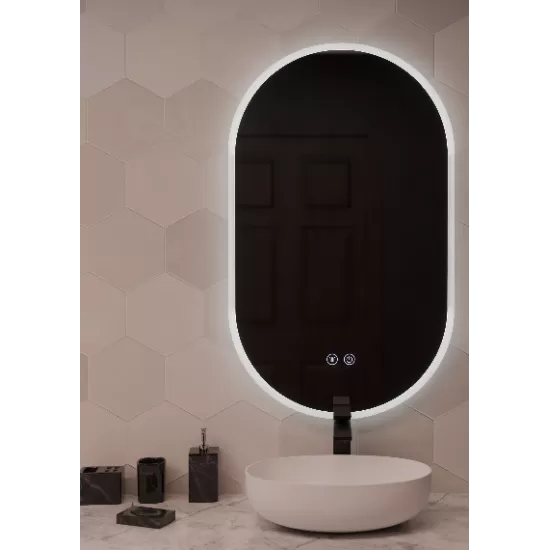 Oglinda LED Ovala 50x80cm, Llexort Touch, Sistem Dezaburire, Dimabila Oglinda LED Ovala 50x80cm, Llexort Touch, Sistem Dezaburire, Dimabila