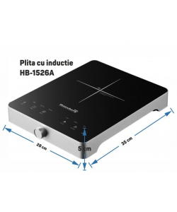 Plita cu inductie - Hausberg HB-1526AB, 2000W, control tactil, o zona de gatit