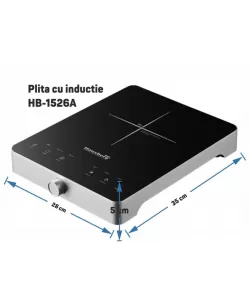 Plita cu inductie - Hausberg HB-1526AB, 2000W, control tactil, o zona de gatit