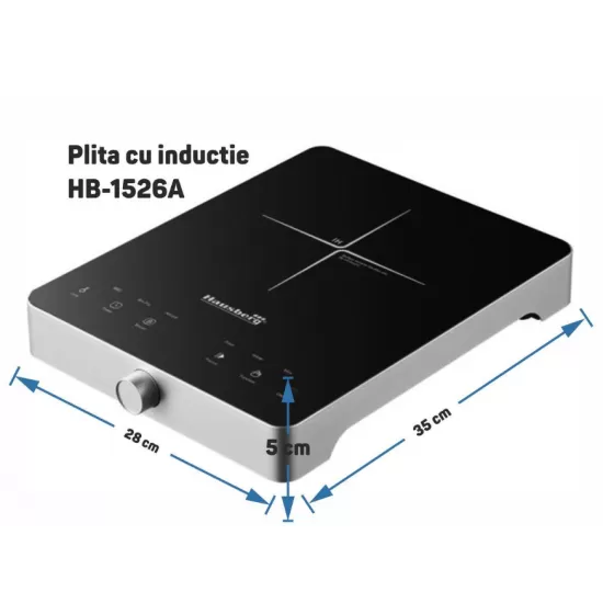 Plita cu inductie - Hausberg HB-1526AB, 2000W, control tactil, o zona de gatit Plita cu inductie - Hausberg HB-1526AB, 2000W, control tactil, o zona de gatit