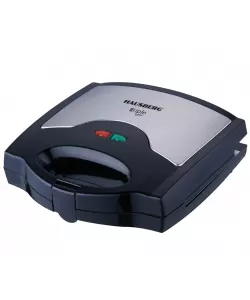 Sandwich maker 3 in 1 HAUSBERG HB-3514IN, 700-800 W, 3 placi detasabile anti-aderente, Termostat, Negru/Inox