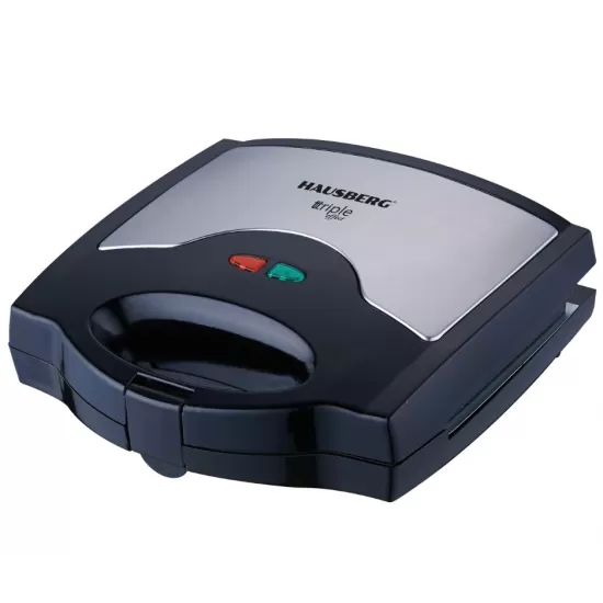 Sandwich maker 3 in 1 HAUSBERG HB-3514IN, 700-800 W, 3 placi detasabile anti-aderente, Termostat, Negru/Inox Sandwich maker 3 in 1 HAUSBERG HB-3514IN, 700-800 W, 3 placi detasabile anti-aderente, Termostat, Negru/Inox