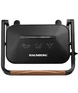 Sandwich-maker Grill HAUSBERG HB-632, 1100-1300 W, Panini, Placi nonaderente, Maner rece, Negru Sandwich-maker Grill HAUSBERG HB-632, 1100-1300 W, Panini, Placi nonaderente, Maner rece, Negru