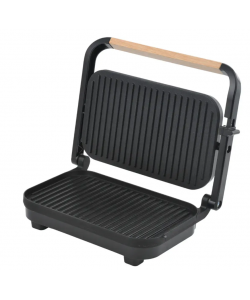Sandwich-maker Grill HAUSBERG HB-632, 1100-1300 W, Panini, Placi nonaderente, Maner rece, Negru
