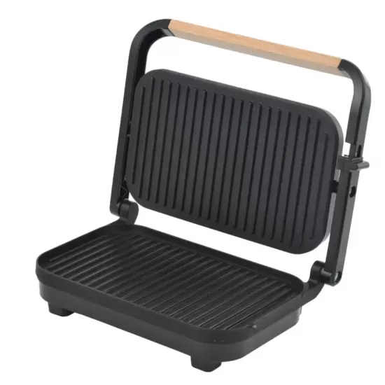 Sandwich-maker Grill HAUSBERG HB-632, 1100-1300 W, Panini, Placi nonaderente, Maner rece, Negru Sandwich-maker Grill HAUSBERG HB-632, 1100-1300 W, Panini, Placi nonaderente, Maner rece, Negru