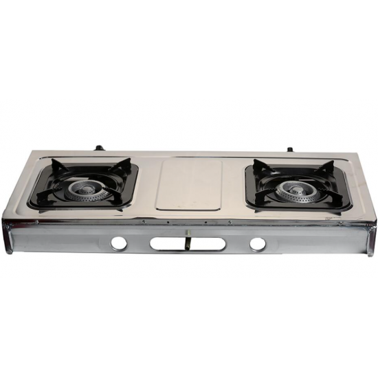 Aragaz cu 2 ochiuri Ertone MN204PRM, Aprindere piezo cu sistem de protective, GPL Butelie, Emailat, Inox