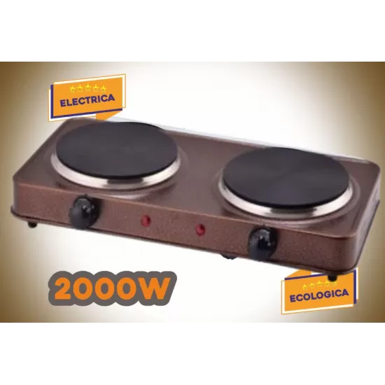 Plita electrica Ertone MN200MR, 1500W, 2 arzatoare, Maro Plita electrica Ertone MN200MR, 1500W, 2 arzatoare, Maro