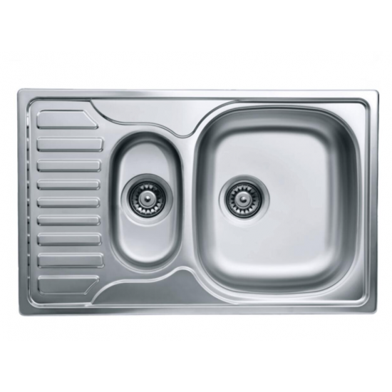 Chiuveta bucatarie Freddo SN9023D, 2 cuve, anticalcar, pentru blat 78x49 cm, cuva dreapta, Inox