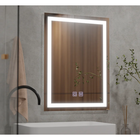 Oglinda LED Rectangulara, 60x80cm, Edge LUMINOUS Touch, Sistem Dezaburire, Dimabila