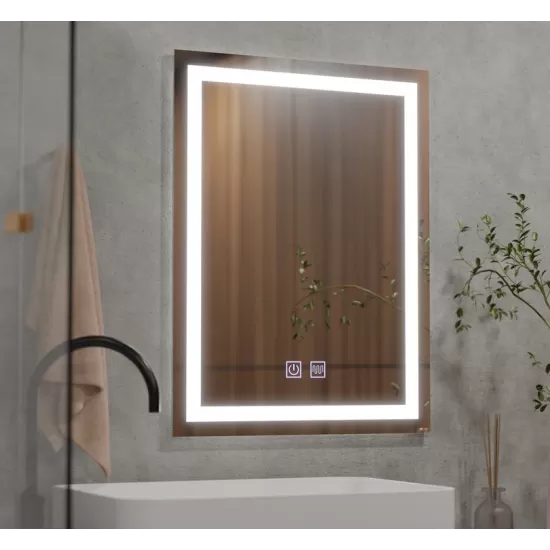 Oglinda LED Rectangulara, 60x80cm, Edge LUMINOUS Touch, Sistem Dezaburire, Dimabila Oglinda LED Rectangulara, 60x80cm, Edge LUMINOUS Touch, Sistem Dezaburire, Dimabila