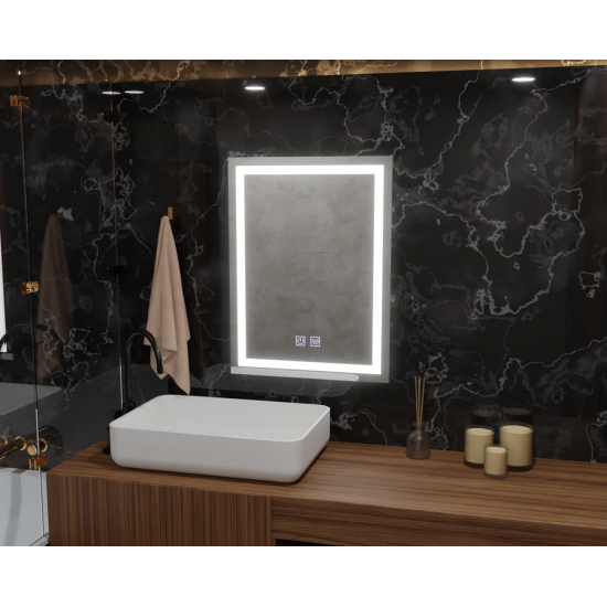 Oglinda LED Rectangulara, 60x80cm, Edge LUMINOUS Touch, Sistem Dezaburire, Dimabila