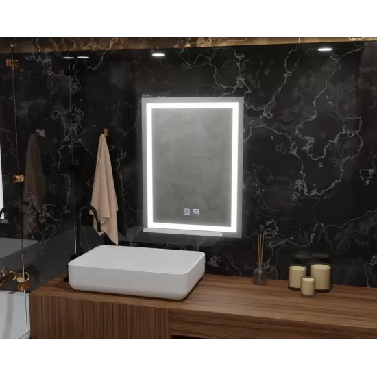 Oglinda LED Rectangulara, 60x80cm, Edge LUMINOUS Touch, Sistem Dezaburire, Dimabila Oglinda LED Rectangulara, 60x80cm, Edge LUMINOUS Touch, Sistem Dezaburire, Dimabila