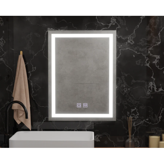 Oglinda LED Rectangulara, 60x80cm, Edge LUMINOUS Touch, Sistem Dezaburire, Dimabila