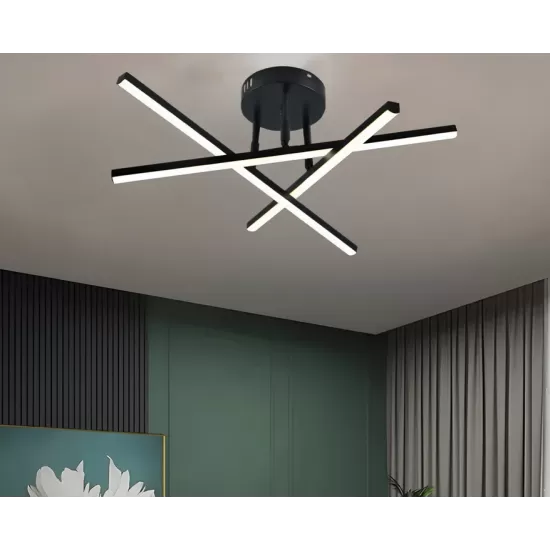 Lustra LED cu telecomanda 40W, 3 Elemente, Liniara, lumina Rece/Calda/Neutra, Dimabila, Negru Lustra LED cu telecomanda 40W, 3 Elemente, Liniara, lumina Rece/Calda/Neutra, Dimabila, Negru