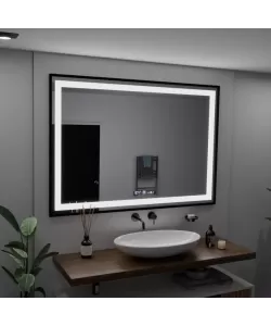 Oglinda LED Rectangulara, 100x65cm, Verite Majeste Noir Motion Glow Marcello, Sistem Dezaburire, Ceas & Termometru, Dimabila Oglinda LED Rectangulara, 100x65cm, Verite Majeste Noir Motion Glow Marcello, Sistem Dezaburire, Ceas & Termometru, Dimabila