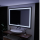 Oglinda LED Rectangulara, 100x65cm, Verite Majeste Noir Motion Glow Marcello, Sistem Dezaburire, Ceas & Termometru, Dimabila