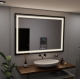 Oglinda LED Rectangulara, 100x65cm, Verite Majeste Noir Motion Glow Marcello, Sistem Dezaburire, Ceas & Termometru, Dimabila