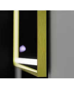 Oglinda LED Rectangulara, 120x80cm, Verite Royale Gold MotionGlow Marcello, Sistem Dezaburire, Ceas & Termometru, Dimabila