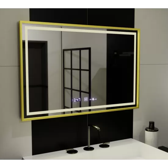 Oglinda LED Rectangulara, 120x80cm, Verite Royale Gold MotionGlow Marcello, Sistem Dezaburire, Ceas & Termometru, Dimabila Oglinda LED Rectangulara, 120x80cm, Verite Royale Gold MotionGlow Marcello, Sistem Dezaburire, Ceas & Termometru, Dimabila